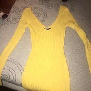 Yellow ribbed maxi dress